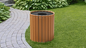 32 Gallon Recycled Trash Receptacle - Round