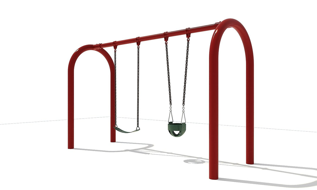 Commercial grade playground swing set with swing belt seat and bucket seat