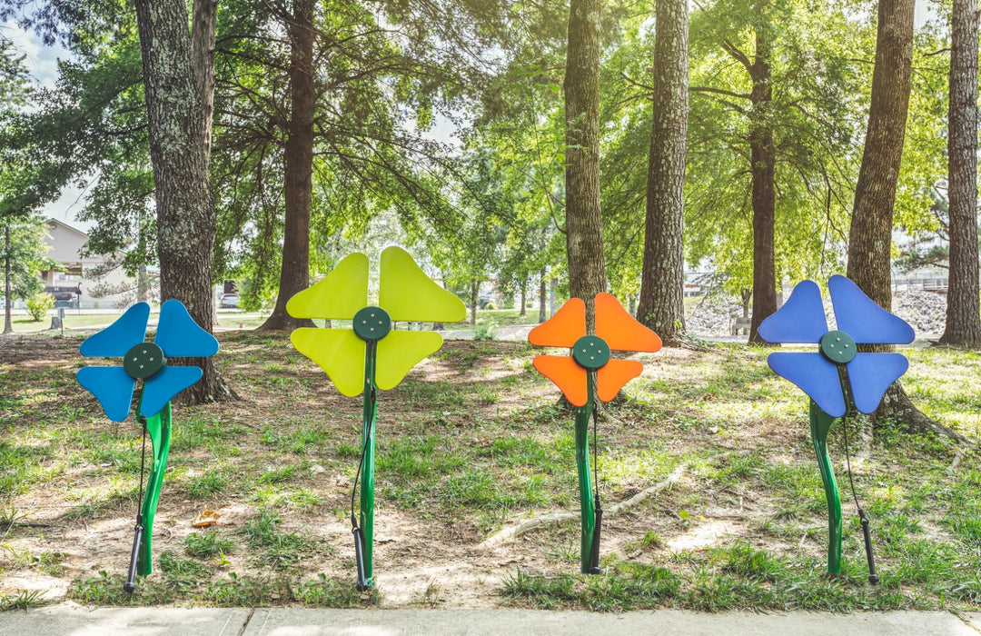 Flower instruments in blue yellow and orange