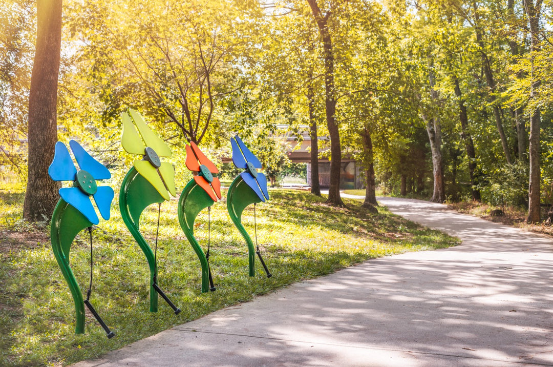 Flower instruments in blue yellow and orange